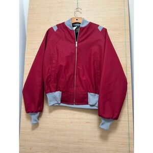 Vintage Quality Outerwear Bomber Jacket, Red‎ Grey Fur Lined, Retro Style